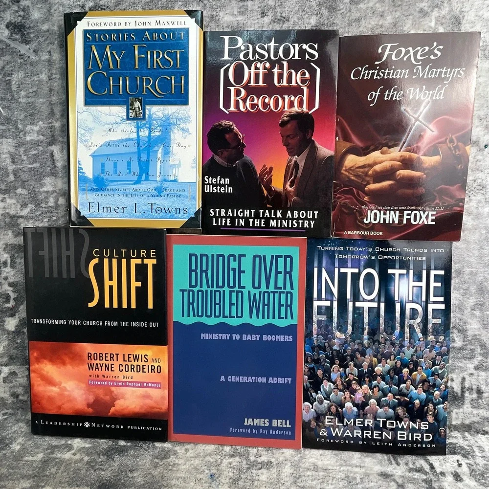 Christian Ministry 6 Book Lot Foxe's Martyrs Elmer Towns Church Leadership Vtg
